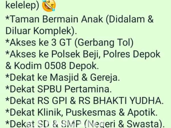 rumah dijual tanah baru beji sannprama