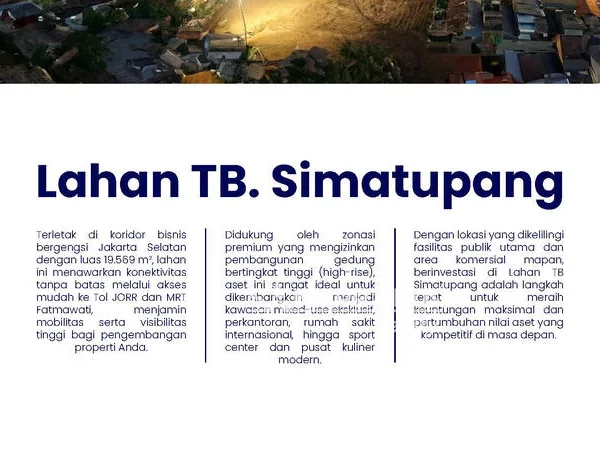 Lahan Prime 1,9 Ha di Jalur Emas TB Simatupang – Investasi Strategis Jakarta Selatan
